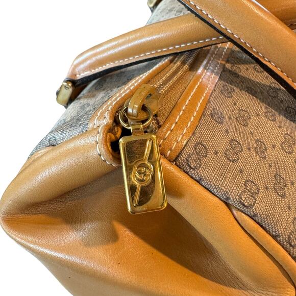 Vintage Gucci Mini Monogram Boston Bag Canvas Leather Top Handle - Picture 6 of 10